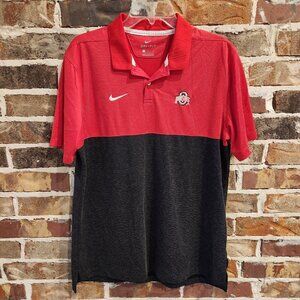 Nike Dri-Fit Athletic Golf Polo Ohio State Buckeyes Men's Large 2 Tone Red Gray